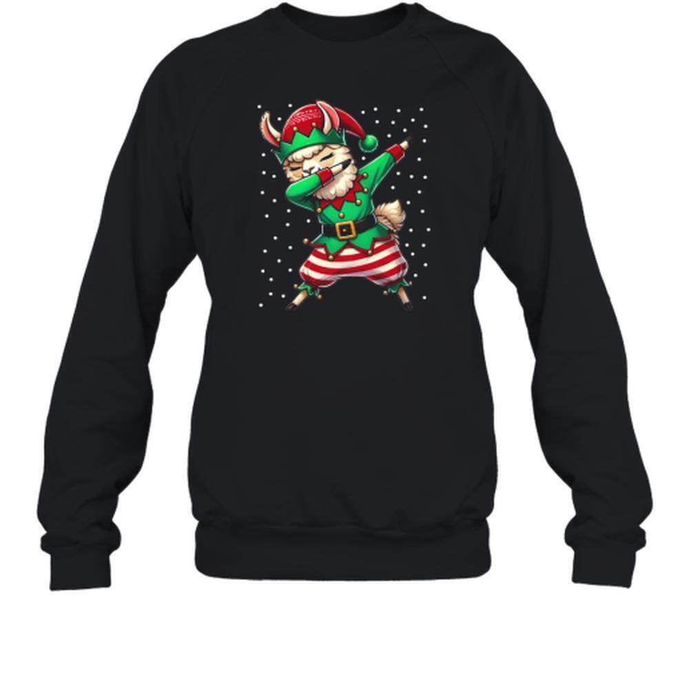 Christmas Llama Elf Alpaca Lover Cute Holiday Family Matching Gift Sweatshirt